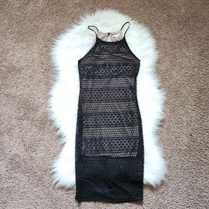 Black Crochet Knit Dress